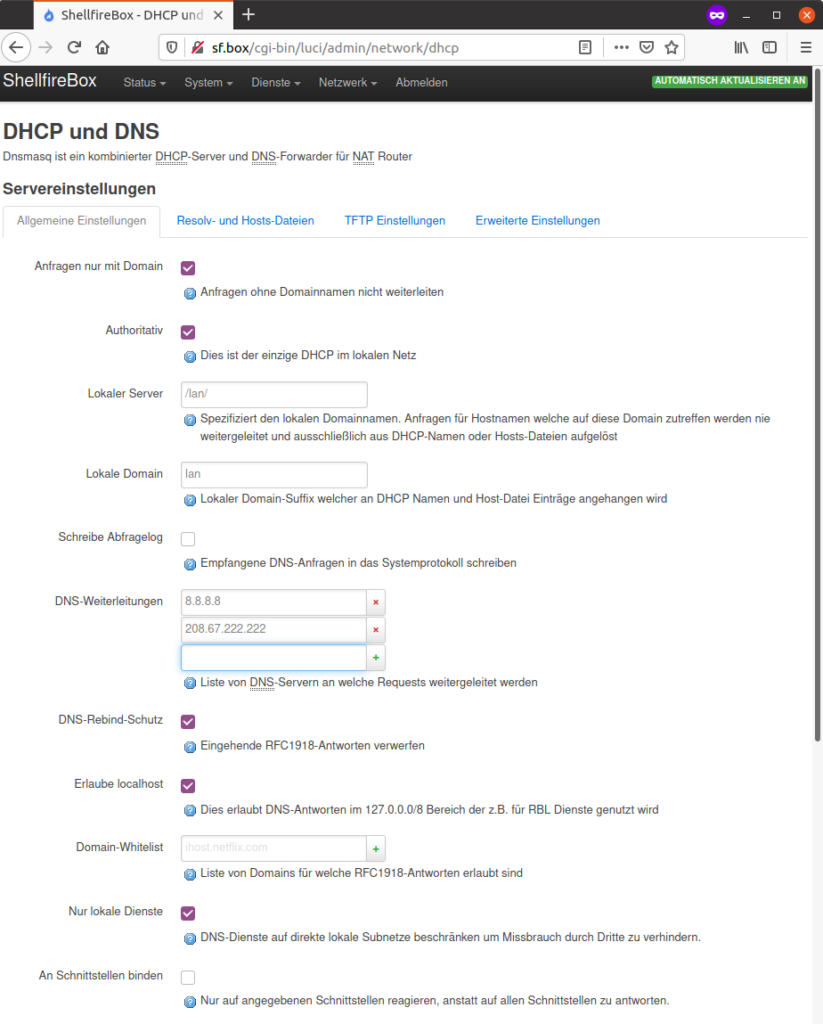 تنظیمات DHCP و DNS