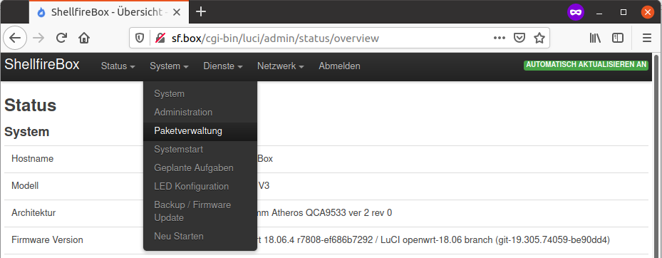 OpenWRT مدیریت بسته