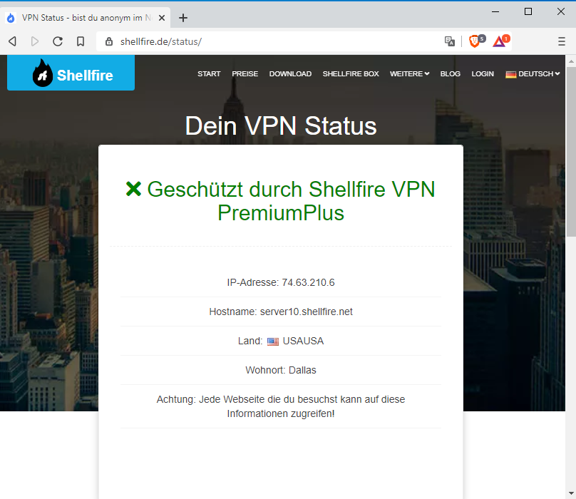 وضعیت اتصال VPN
