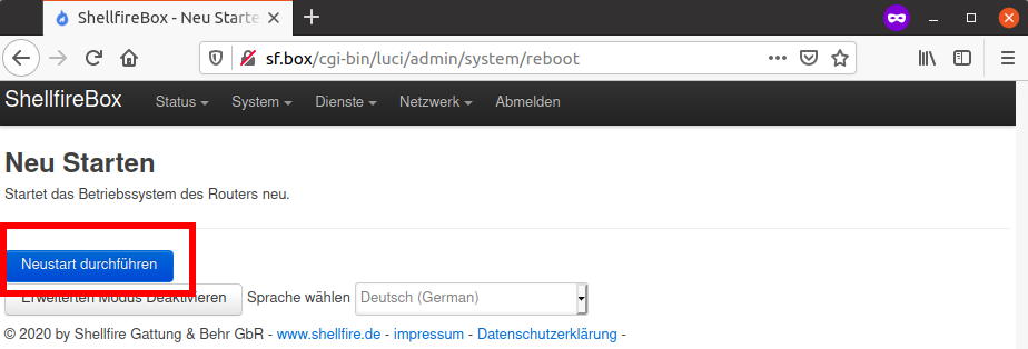 Restart router