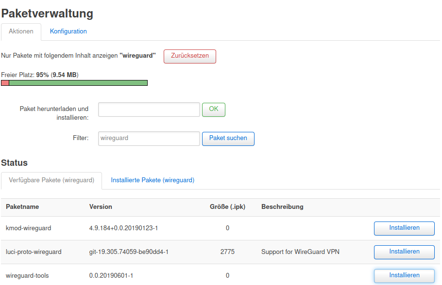  نصب بسته های Wireguard 